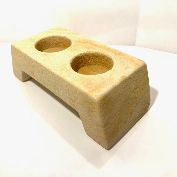 Vintage Sandstone Double Tealight Candle Holder - Picture 4 of 8